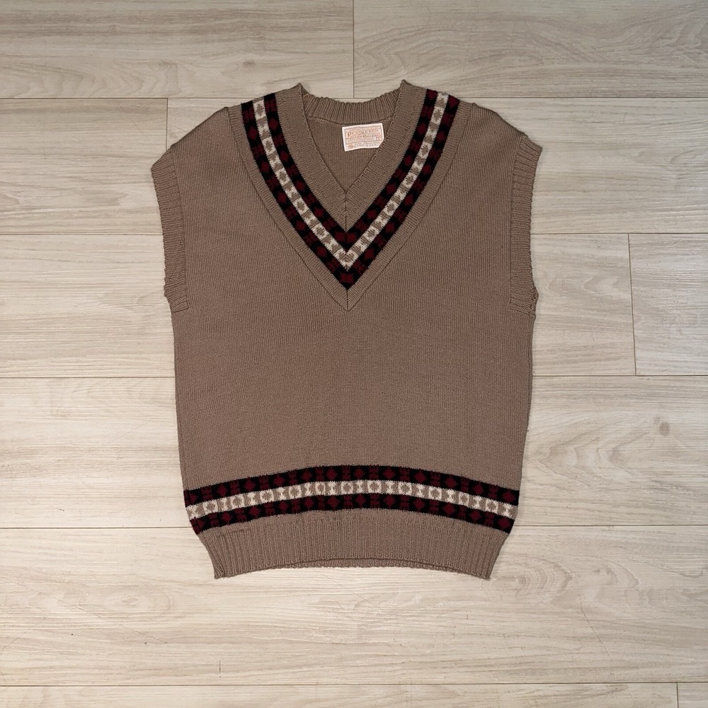 Vintage Pendleton 100% Virgin Wool Country Traditional Sweater Vest V neck Large